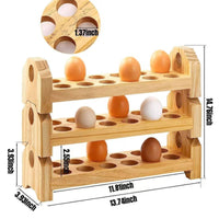 Wooden Egg Rack Anti-Drop Design Wooden Egg Holder Large Capacity for Refrigerator, Pantry