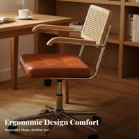 Rattan Back Swivel Chair Wear-Resistant Rattan Back Rolling Chair Easy to Clean