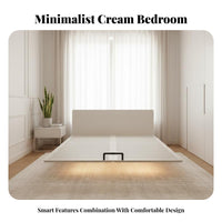 Floating Bed Frame Minimalist Design Bedroom Furniture Very Thin Headboard for Minimalists, Apartment Dwellers, Guest Room