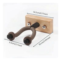 Drillno-Drill Wooden Guitar Wall Hanger Shielding Guitar Wall Mount with Wooden Base Secure Sturdy for Musicians, Home Storage