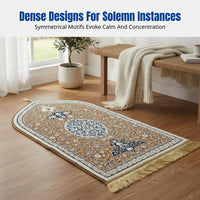 Ethnic Geometric Prayer Mat, Thick Flannel Carpet, Islamic Decor, Home, Bedroom, Office