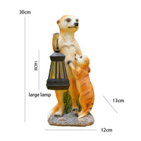 Meerkat Sculpture with Lantern LED Solar Garden Statue Low Maintenance for Patio