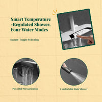 Temperature-Controlled Shower System, Digital Display Brass Shower Faucet Set, High-Pressure Rain Shower Combo for Bathroom