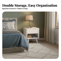 2-Drawer Nightstand Modern Design Bedside Cabinet Sturdy Base for Office, Adults