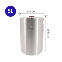 Stainless Steel Keg Barrel with Handhold Reusable Beer Keg Portable Beverage Container Sturdy for Homebrewers, Home Brewing, Parties