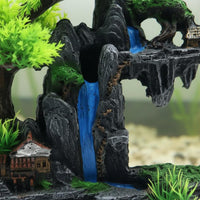 Aquatic Habitat Rockery Landscape Realistic Design Artificial Rockery with Tree Resin Mountain Decoration Aquatic Pet Habitat