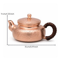 Copper Teapot Hammered Teapot with Side Handle Sleek for Kitchen Display
