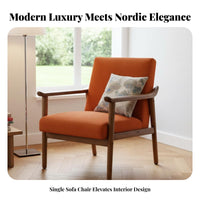 Upholstered Armchair with Wooden Frame Lighting Luxury Decorative Look Lounge Chair Thick Pad Ergonomic Design
