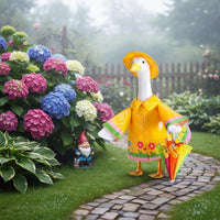 Goose Statue Raincoat Floral Pattern Porch Goose Costume for Garden