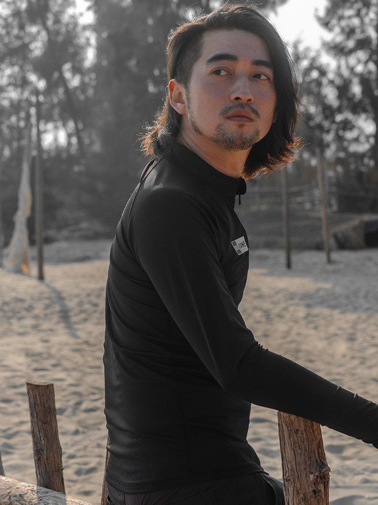 NuJune 泳衣男长袖长裤加大码分体冲浪套装成人拉链防晒潜水服
