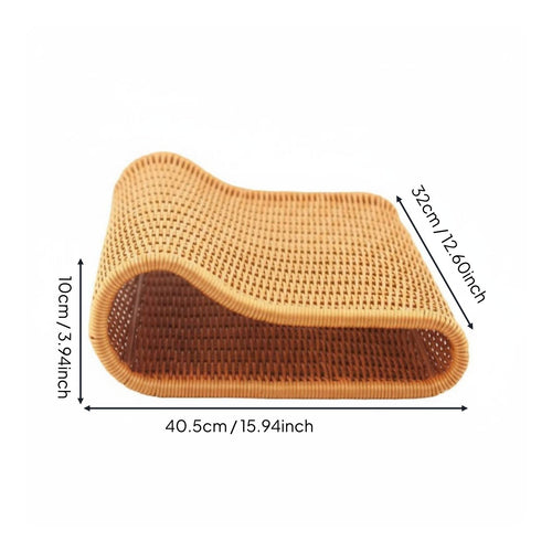 Braided Container Basket Washable Rattan Style Organizer Water-Resistant-Resistant Curved Desktop Tray for Washroom
