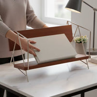 Desktop Bookshelf with Slanted Shelf Minimalist Tabletop Book Rack Space-Saving