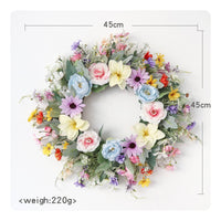 Lifelike Flowers Seasonal Blossom Wreath Vibrant Colors Artificial Flower Wreath Reusable for Wedding, Wall Decor, Party