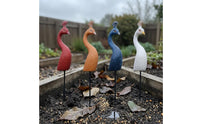 Hand-Painted Peacock Plant Pick Resin Peacock Stake Ornament Feather Pattern Outdoor Decor Textured for Flower Pots