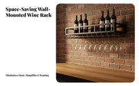 Space Saving Wall Mounted Wine Rack Sturdy Iron Construction Hanging Stemware Rack Large Capacity Metal Wine Glass Holder Safety Guardrail for Homeowners, Home Entertainers, Restaurant Owners, Dining Room, Kitchen