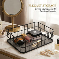 Storage Baskets for Shelves with Stainless Steel Metal Mesh Design, Large for Office Desk and Bathroom Organization