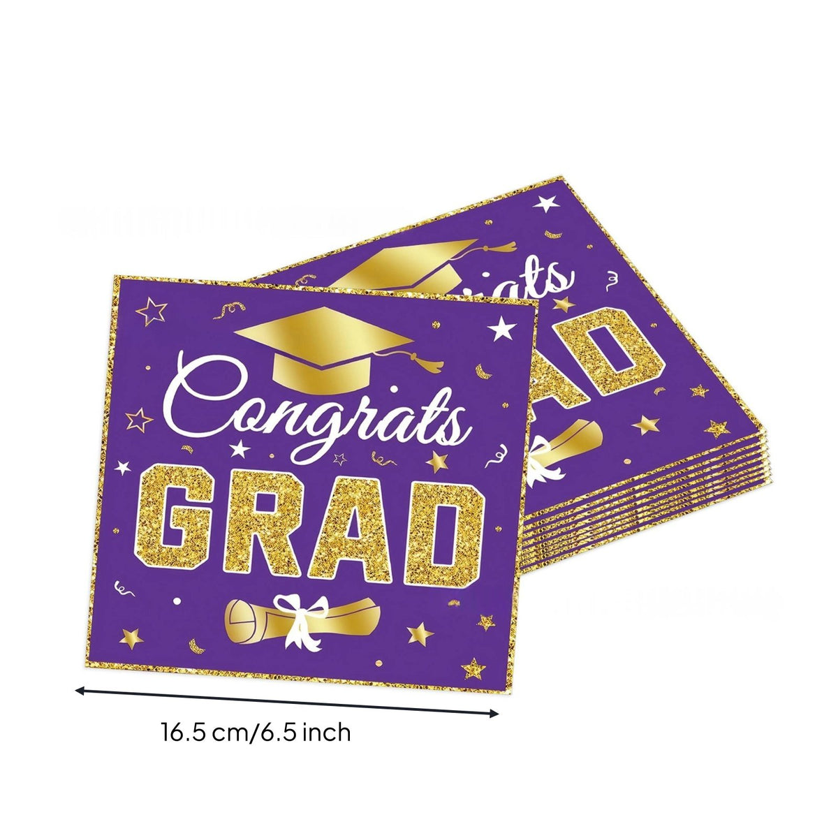 5 Pieces Lavender Gold Napkin Single-Use Graduation Party Napkin Hot Stamped