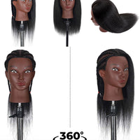 African Black Mannequin Head for Hairdressing Practice, Training, Cutting, Curling, Styling