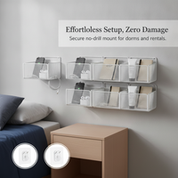 Wall-Mounted Storage Basket Shelf for Dormitory Bedsides, Punch-Free Organizer