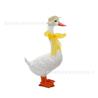 American Country Garden Resin Goose Statue with Hat