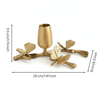 Candle Holder with Ginkgo Leaves Tapered Brass Candlestick Holder Elegant Decor for Brides, Wedding Tables, Romantic Dinners, Mantel