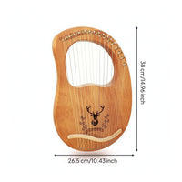 Wooden 16-String Lyre Harp Plucked Lyra Harp Metal 16-String Lyre Rounded Edges for Casual Performance