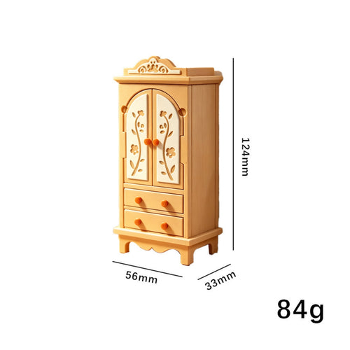 Dollhouse Cabinet with Drawers Wood-Toned Dollhouse Wardrobe Mini Cabinet with Drawers Decorative Miniature Furniture Classic