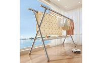 Stainless Steel Drying Rack with Net Floor-Standing Laundry Drying Rack Heavy Duty Sturdy for Balcony, Patio