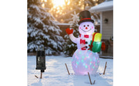 Snowman with Multicolor Light Outdoor Inflatable Snowman Yard Decoration Bright Holiday Decor Easy to Use for Lawn, Porch