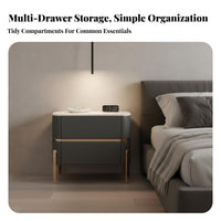 2-Drawer End Table Luxury Design Nightstand Modern Aesthetic for Bedroom