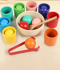 Montessori Eight-Color Ball Sorting Cup Toy for Kids