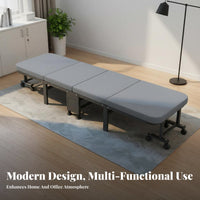 Four-fold Lounger Foldable Single Bed Portable Space-saving Design Durable Metal Frame Convenient Mattress Pad Suitable for Office Workers Caregivers Dormitory Small Apartment