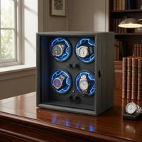 Vertical Watch Winder Cabinet Ebony-Grain Automatic Watch Winder Quiet Luxury for Office