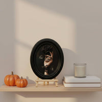 Black Oval Frame Desk Display Home Decor Gold Trim for Table
