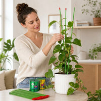 Plant Support Stakes for Climbing Plants, Flowers, and Vegetables - Metal Garden Trellis Netting Rods
