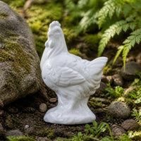 Miniature White Ceramic Chicken Figurines for Garden & Micro Landscape Decor