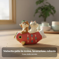 DIY Cat Figurine, Japanese Winter Cat House, Resin Miniature, Home Decoration