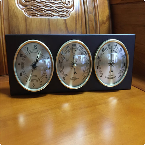 3-in-1 Weather Station Round Dials Thermometer MDF for Indoor Use