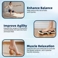 Juneng Wooden Balance Board with Stretcher for Strength Training and Ballet
