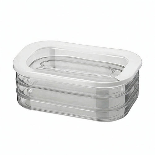 3-Tier Food Container Transparent Refrigerator Organizer Low-Profile for Freezer