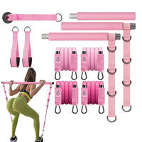 Adjustable Pilates Bar Kit with 3-Piece Rod and Rope for Home Fitness