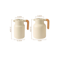 Long-Lasting Insulation Hot Water Dispenser Pot Large Capacity Thermal Container Leak-Proof Insulated Coffee Carafe Wooden Handle for Home, Office