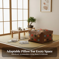 Woven Zabuton Comfortable Floor pouf Thick Padded for Living Room, Meditators