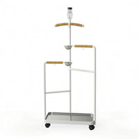 Bird Playstand with Tray Mobile Bird Stand with Wheels Stainless Steel Parrot Activity Center for Training