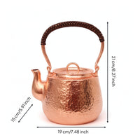 Hammered Copper Tea Kettle Compact Hammered Kettle Traditional Vessel for Collectors