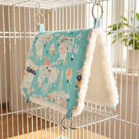 Soft Winter Bird Cage Hammock with Perch, Warm Parrot Nest for Cockatiels and Lovebirds, Washable Cotton Cave Nest Bed with Rust-Resistant Base