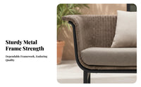 3 Pieces Southeast Asian design bird's perch Chair Set Woven Design Outdoor Furnishing Soft paddings Patio Seating Group Includes Table and Ottoman for Guesthouse Owners, Apartment Dwellers, Homeowners, Balcony, Living Room, Garden, rearyard