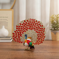 Peacock Trinket Box Jeweled Peacock Figurine with Storage Jewelry Box with Hinge Enameled Statue Enamel for Women, Vanity