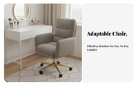 Upholstered Rolling Armchair 360° Swivel Vanity Stool Sturdy Base for Study Room