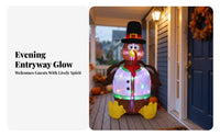 6ft Inflatable Turkey with Top Hat | Playful Cartoon Design, Festive Holiday decoration, for Yard